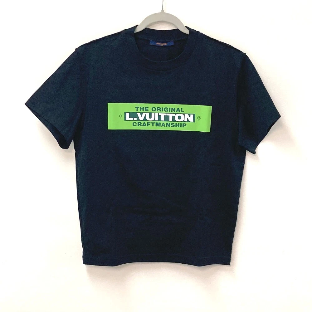 LOUIS VUITTON Pleated Apparel Tops RM221 Short sleeve T-shirt cotton Black/ Green