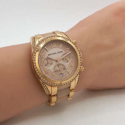 Michael Kors Blair Gold Tone Rhinestone Bezel Analog Wristwatch needs battery ON SALE New Michael Kors Blair Rose Dial MK6316 Watch | eBay main image 2
