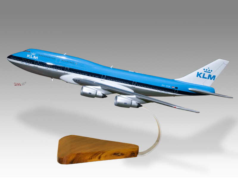 KLM Boeing 747-300SF 模型 Boeing 747-300 KLM Solid Kiln Dried Mahogany Wood Handcrafted