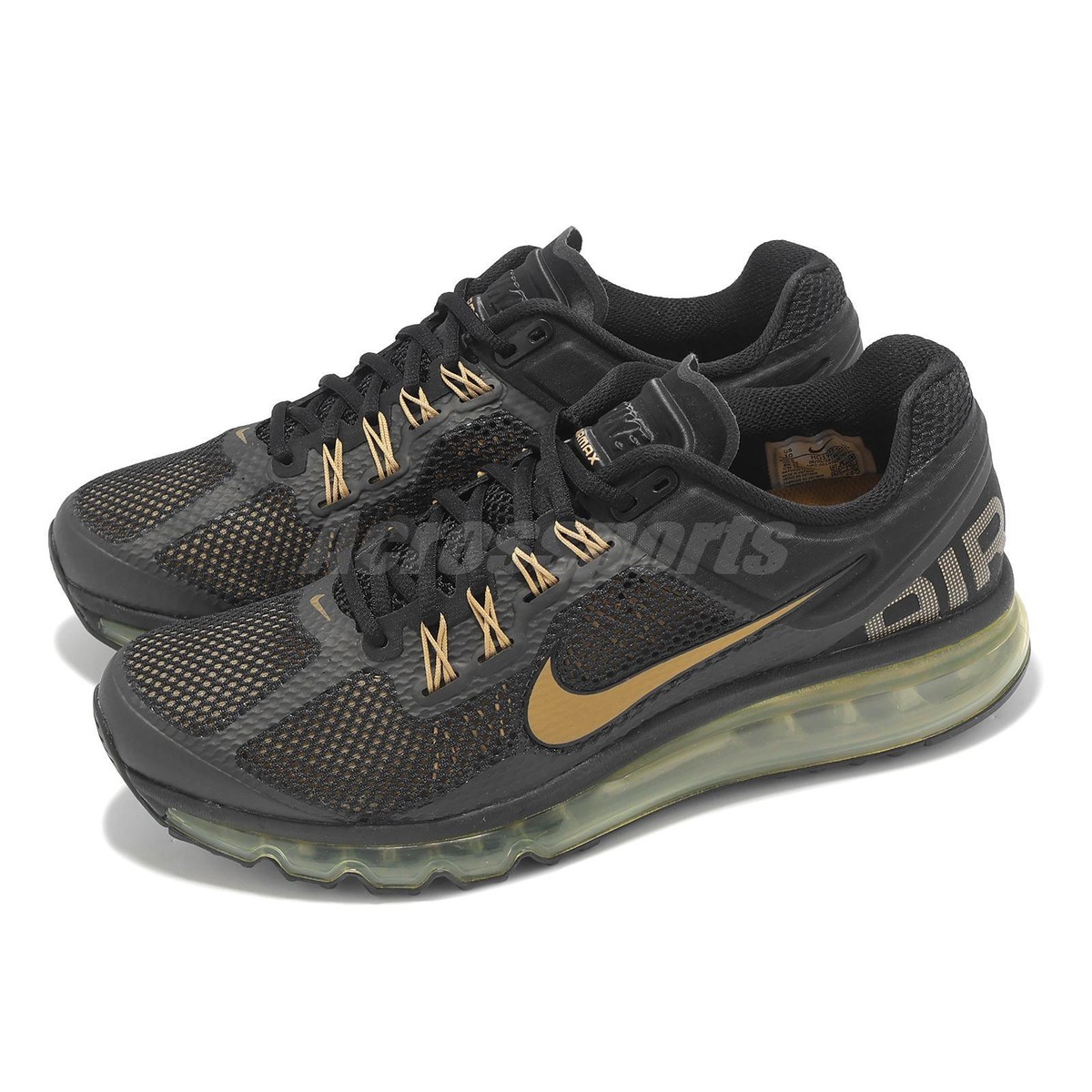 Nike Air Max 2013 Black Flat Gold Men Casual Lifestyle Shoes