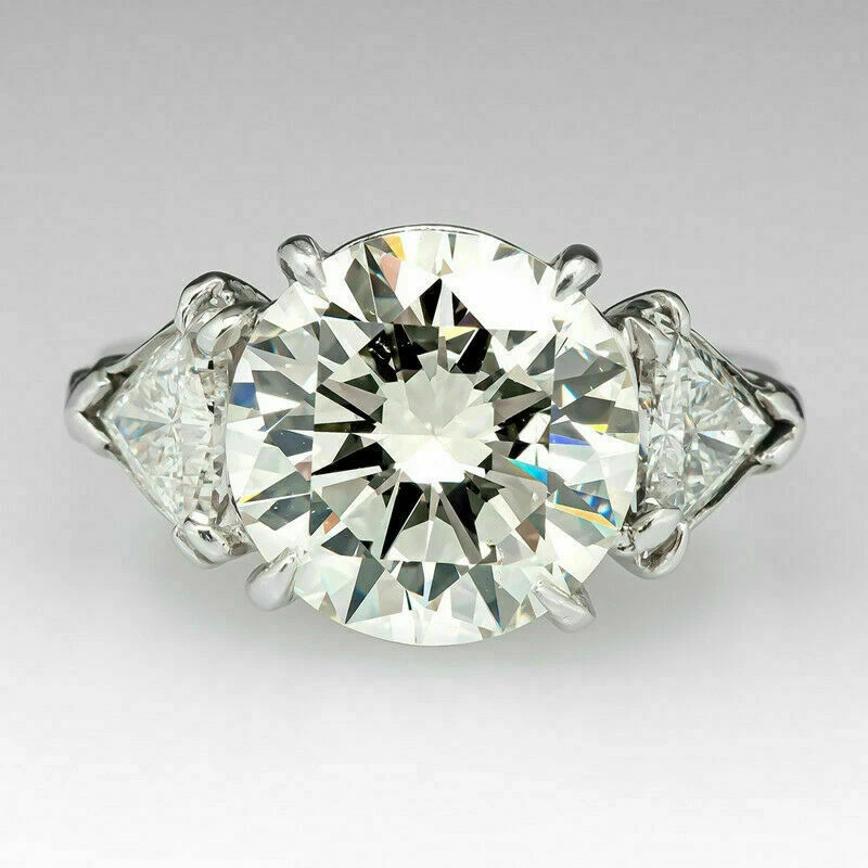 Anello di fidanzamento in argento sterling 925 con diamanti taglio tondo 4,50... - Immagine 2 di 4