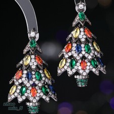 Fashion Crystal Christmas Tree Earring Rhinestone Drop Dangle Earring Party Gift