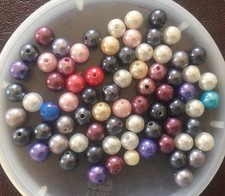 Vintage Japan Lightweight Coated Pearlized Mix Color Round Lucite Pearl Bead Lot