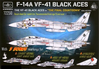 Hungarian Aero Decals 1/72 F-14A TOMCAT VF-41 BLACK ACES Final Countdown Collect