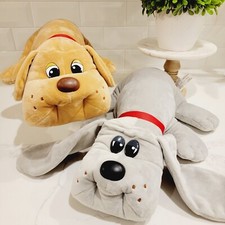 HASBRO Pound Puppies Gray  Tan 18 Inches Dogs Soft Stuffed Animals Lot Of 2