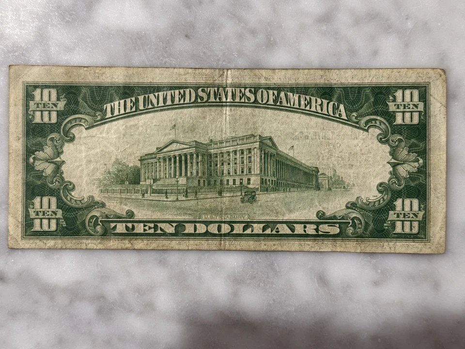 Rare Circulated $10 bill Series 1929 with BROWN SEAL, Federal Reserve of Atlanta - Image 2 of 2
