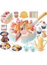 Geyiie Birthday Cake Toys Set, Cake Play Tea Party Dessert Set with Light, 88...
