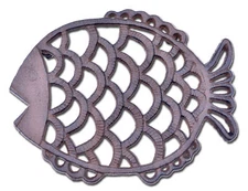 Decorative Trivet Fish Kitchen Decor Cast Iron Hot Pad Pot Stand 7.75" Wide