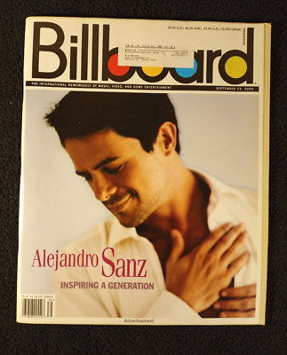 ALEJANDRO SANZ ORIGINAL (UNFRAMED) 2000 magazine PROMO AD SINGLE COVER PAGE