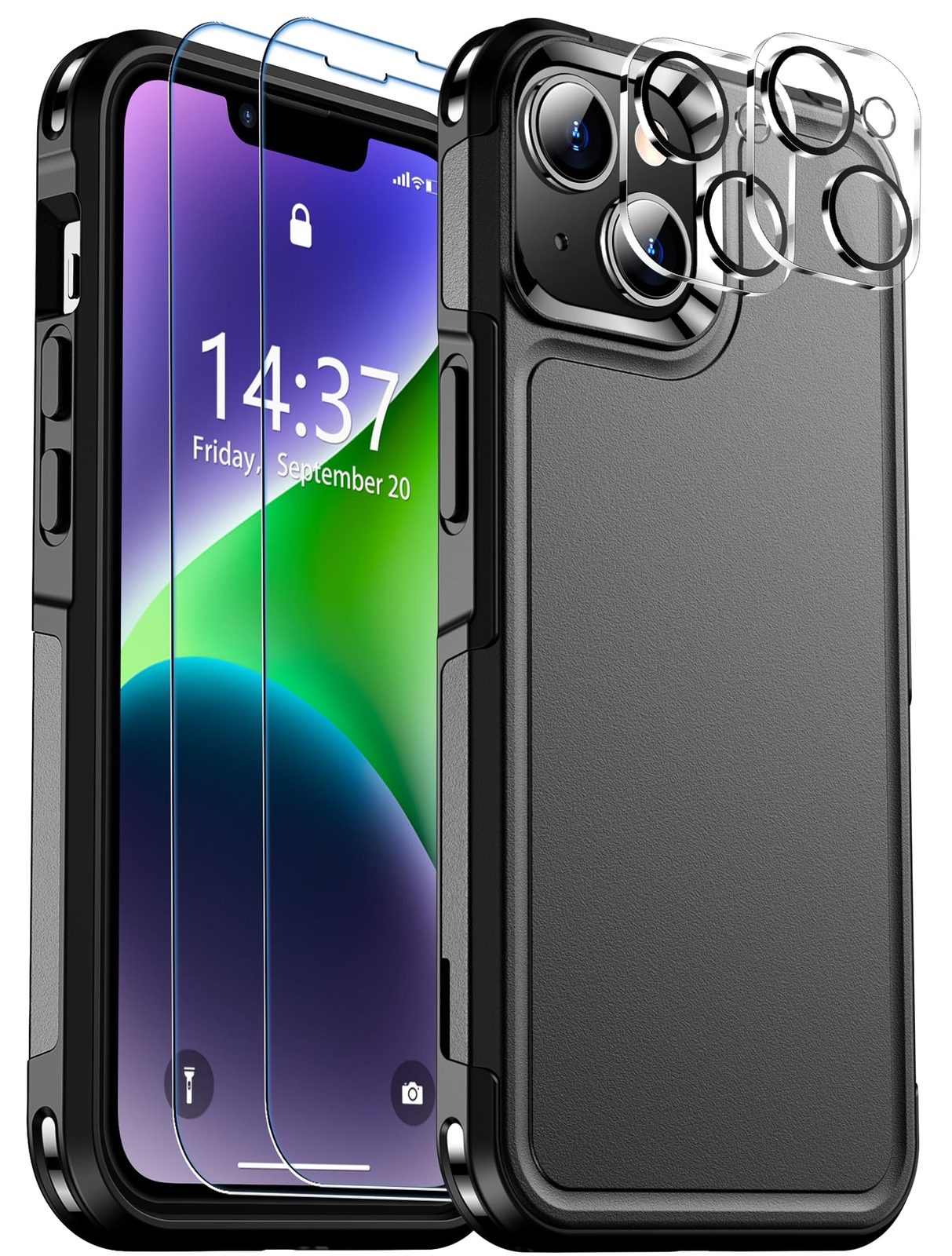 for iPhone 14 Case/iPhone 15 Case, [15 FT Military Grade Protection] 2 Pack [...-image