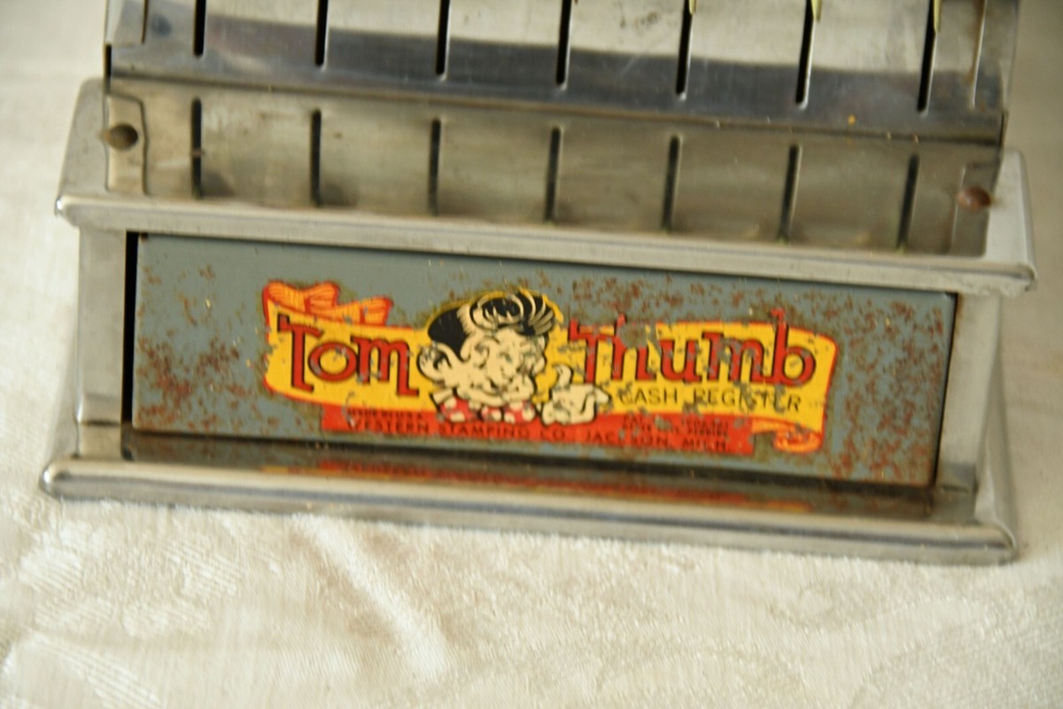 Vintage Rare 1940s All Steel Tom Thumb Cash Register Child's Toy