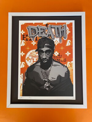 Death NYC Large Framed 16x20in Pop Art Original COA Theme Tupac & Hermes//