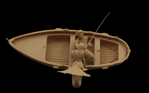 1/35 Resin Fisherman Mermaid w/boat Unpainted Unassembled bbqj - Picture 2 of 3