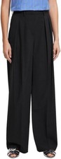 Theory Size 0 Double Pleat B Pants Black New Tailor Wool Wide Leg Trouser 395