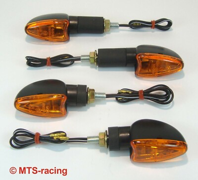 2 Paar Motorrad Miniblinker kurz lang schwarz universal 12V 21W M8 E-geprüft 