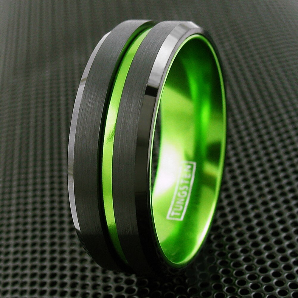 Men's & Women's 8mm Tungsten Carbide Ring - 'Defend The Second Amendment' US Flag Design Wedding Band - View #6