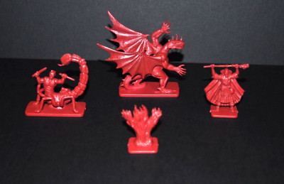 DRAGON STRIKE TSR  Original # 4 x Rote Kreaturen # Unbemalt ! 1993 ! Vintage !