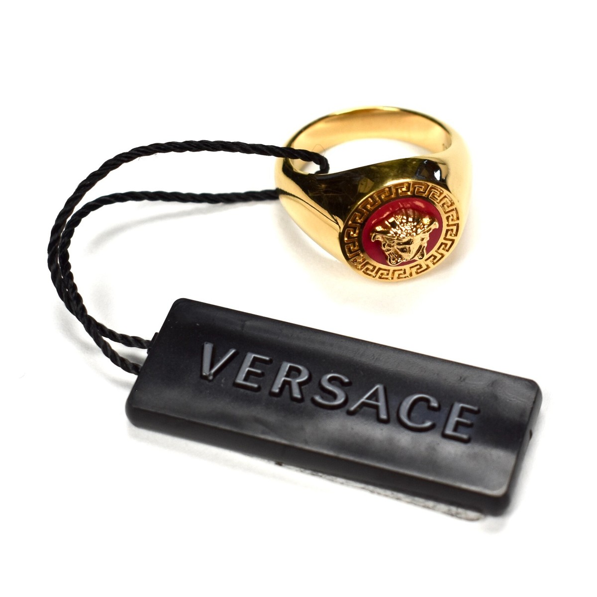 NWT $350 VERSACE Gold Red Medusa Logo Ring 19 IT 8 US Men's NWT $350 VERSACE Gold Red Medusa Logo Ring 19 IT 8 US Men's