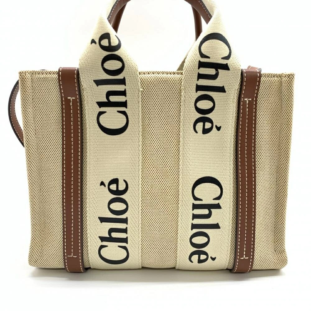 Chloe正規品/関税送料込み Woody Mini shoulder bag CHLOE Tote Bag Handbag Shoulder Bag 2way Beige Brown Woody