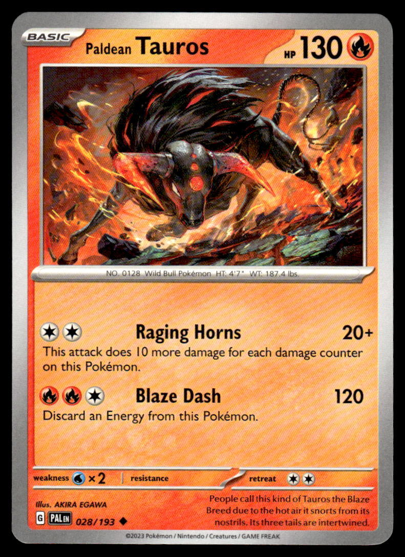 2023 Pokemon Paldea Evolved # 28 Paldean Tauros Base Uncommon