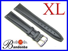 16mm 18mm 20mm 22mm 24mm Banda Black Calf Leather Watch Band Strap XL Long 8.5"