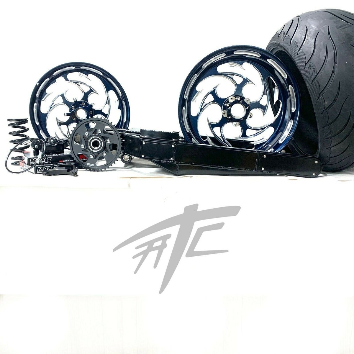 330 FAT TIRE KIT MISTY MIDNIGHT WHEELS BLACK ARM 12-22 KAWASAKI
