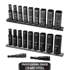 3/8 In. Drive Thin Wall Sae/Metirc 6-Point Impact Socket Set (20-Piece)