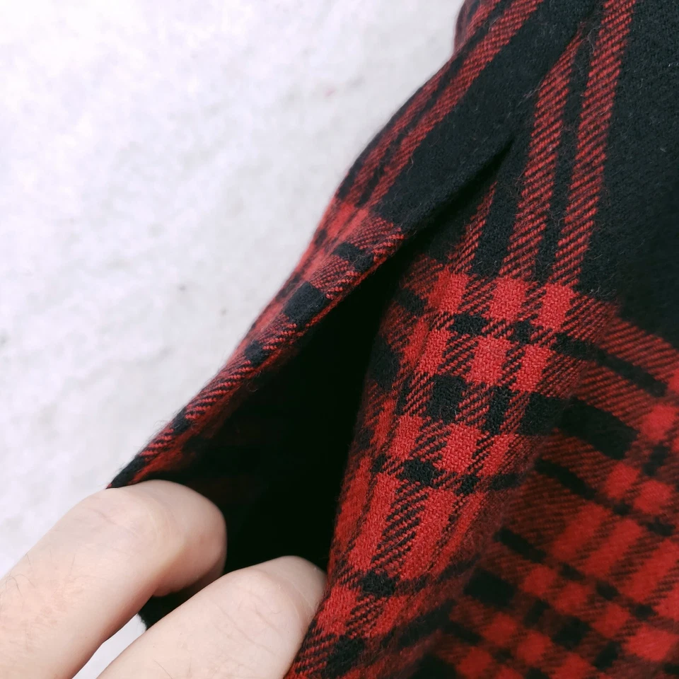 Falda lápiz vintage Lord & Taylor 100 % lana plisada roja negra a cuadros talla 4 Foto 3 de 4