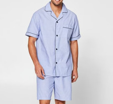 Mens size L POPLIN button up COTTON summer Pyjamas large Target NEW 696