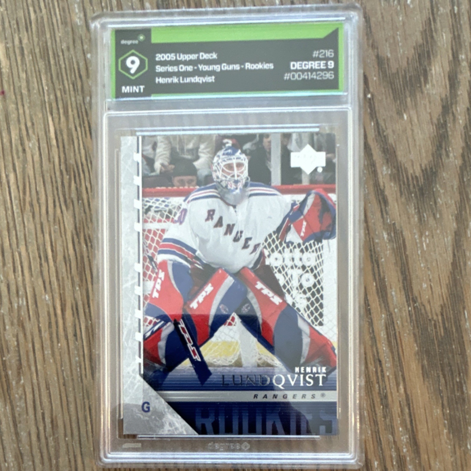 2005 Upper Deck Young Guns Rookie Henrik Lundqvist #216 Rangers Degree 9
