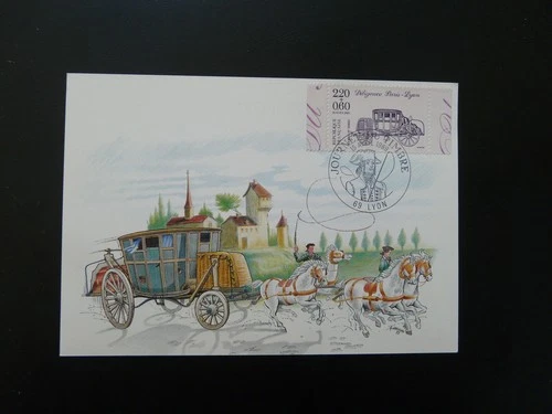 stamp day postal history horse mail coach maximum card France 1989