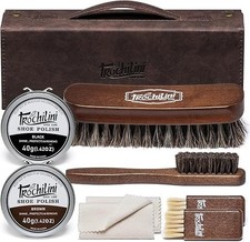 Shoe Polish Kit 13PC Shoe Shine Leather Boot Shoe Care Set Mink Oil Brushes and