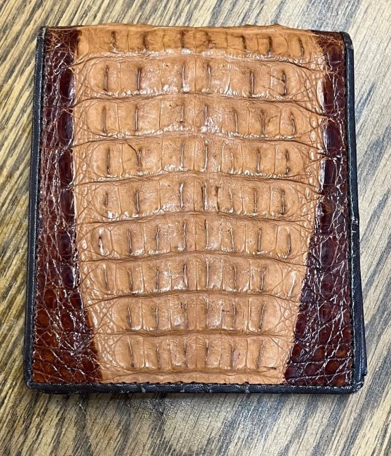 Real NUEVO Lujo Cuero Cocodrilo Piel Hombre Doble Cartera Fabuloso Regalo  Foto 2 de 4