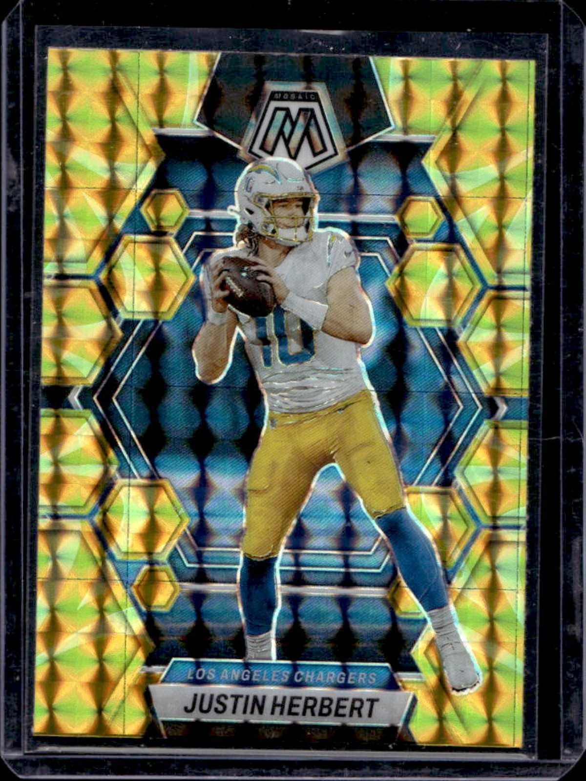2023 Mosaic Justin Herbert Reactive Yellow Mosaic #127 Chargers