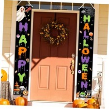 Halloween Door Banner Spooky Ghost Halloween Party Decorations Black