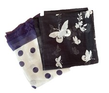 Spring summer scarves shawls lot of 2; polka dots and butterflies