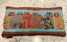 Laurel Burch 6 Cat Family Multicolor Tapestry Rectangle Lumbar Pillow 23x12x4