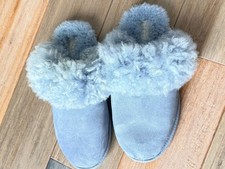 UGG Scuff Sis Women  s Slippers Blue Suede Shearling Fur Size 9 EU 40