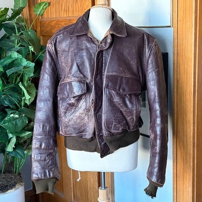 Vintage A-2 type leather flight Bomber jacket Ralph Edwards Size Small Medium 40