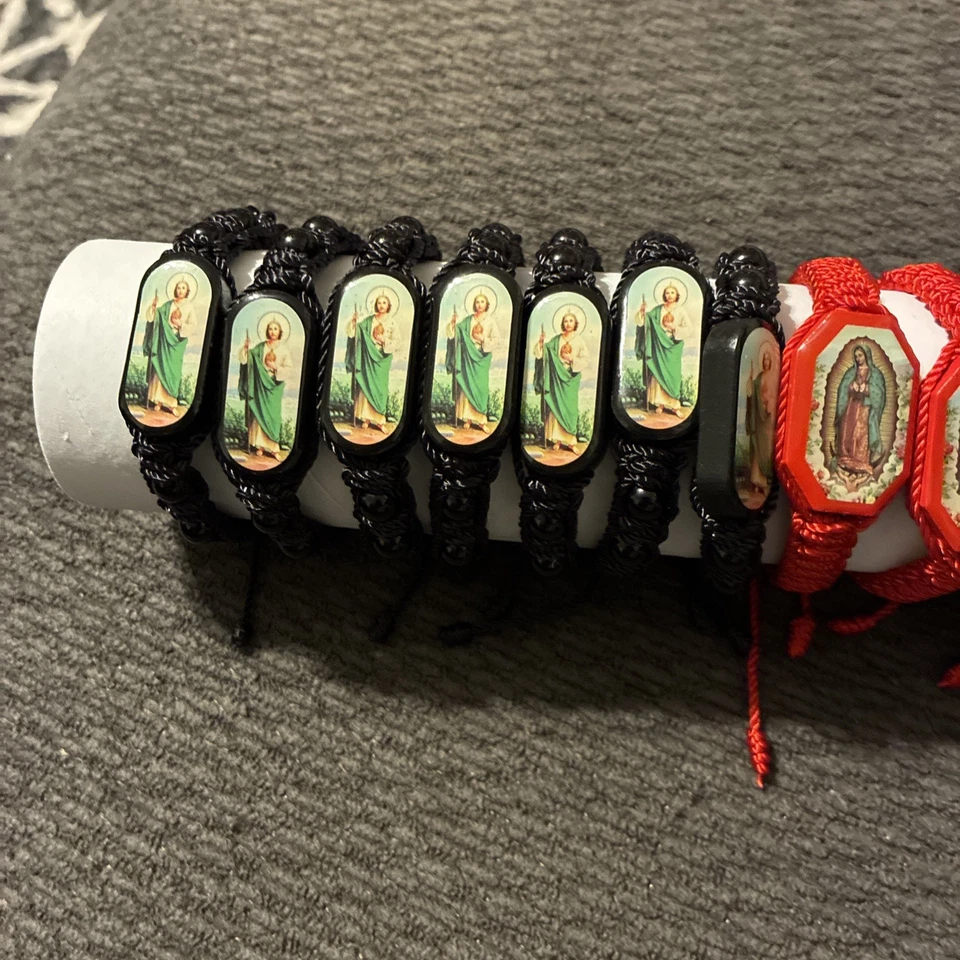Lot Of 12 Bracelets 6 Black St Jude And 6 Red Virgin Of Guadalupe Bracelets New - Image 2 of 4