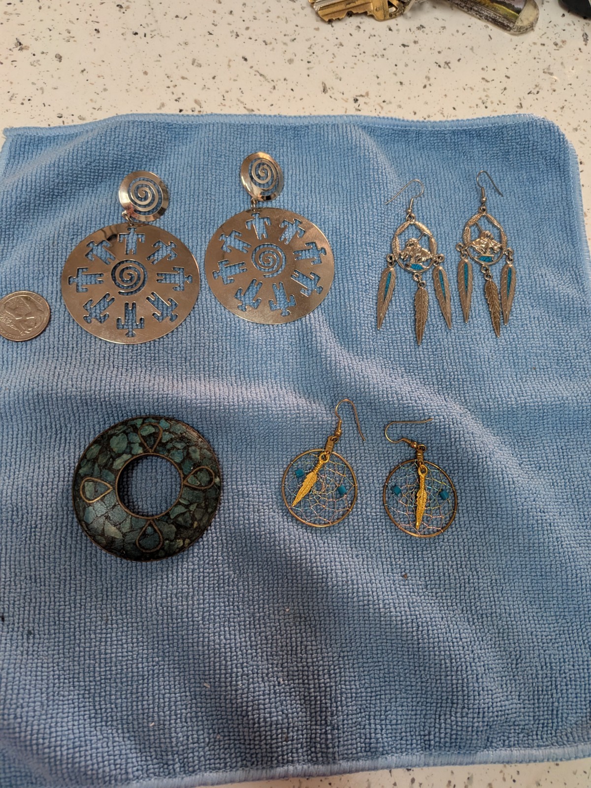 Native American Style Silver Tone earrings and tu… - image 1