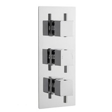 Square Concealed Triple Thermostatic Shower Valve With Diverter (3 Outlets) - Ch
