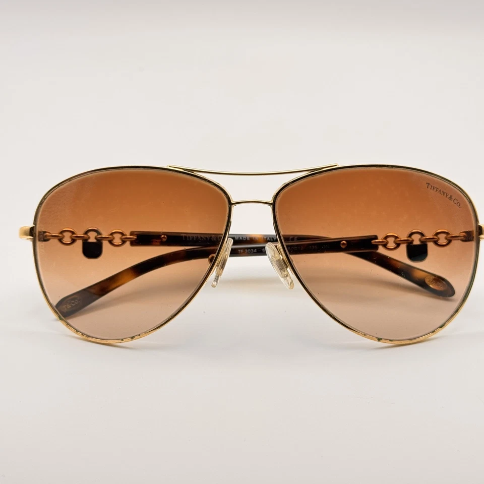 Tiffany & Co TF3034 6002/3B Sunglasses Women Gold Aviator Frame 60-12-135 Shades - Image 4 of 4
