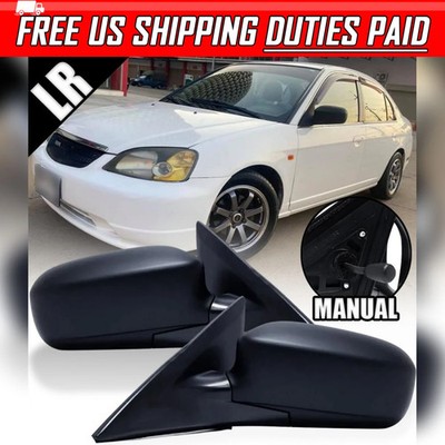 For Honda Civic ES ET Sedan 2001-04 Pair LR Side Wing Mirror Matte Black Manual