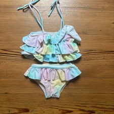 Infamous tie dyed ruffle top two piece toddler swimsuit SIZE 2