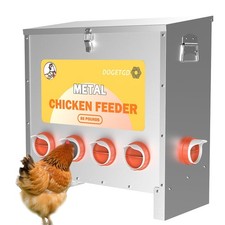 Automatic Chicken Feeder No Waste Metal Poultry Feeder Large Capacity 85 lbs ...