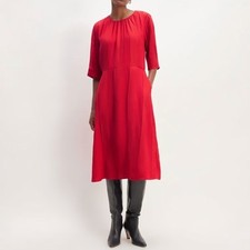 Everlane Red The City Stripe Ruched Dress