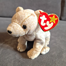 Ty Beanie Baby Almond B&auml;r Pl&uuml;schtier Beige 1999 mit Herz-Tag