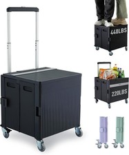 Folding Utility Cart Portable Rolling Crate Handcart Shopping Trolley
