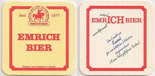 Emrich beer - old beer mat "excellent for exemplary labels"